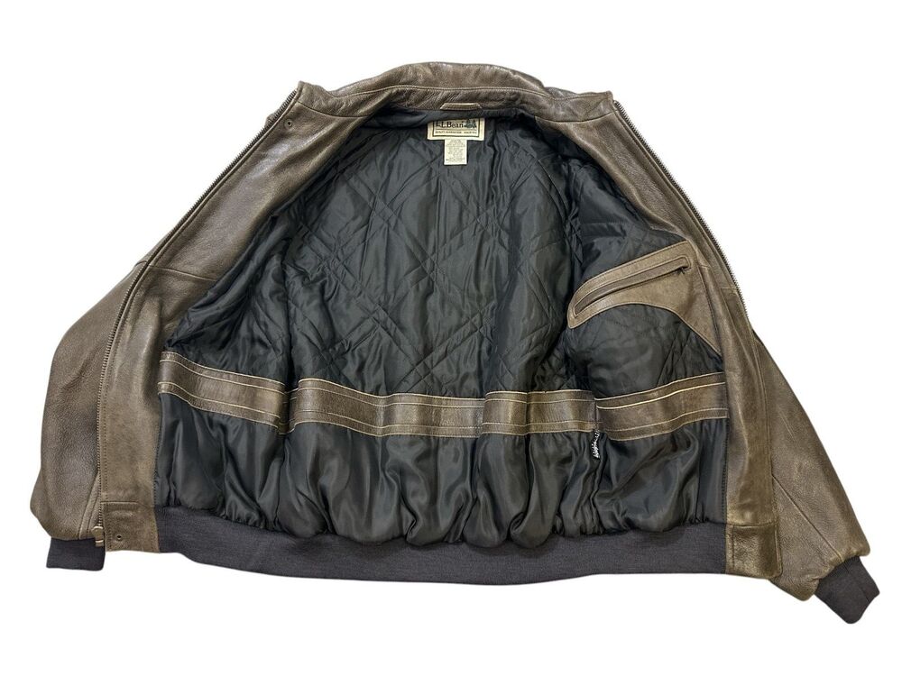 LL Bean Goatskin Leather A-2 Style Bomber Flight Vintage Jacket M - Picture 10 of 16